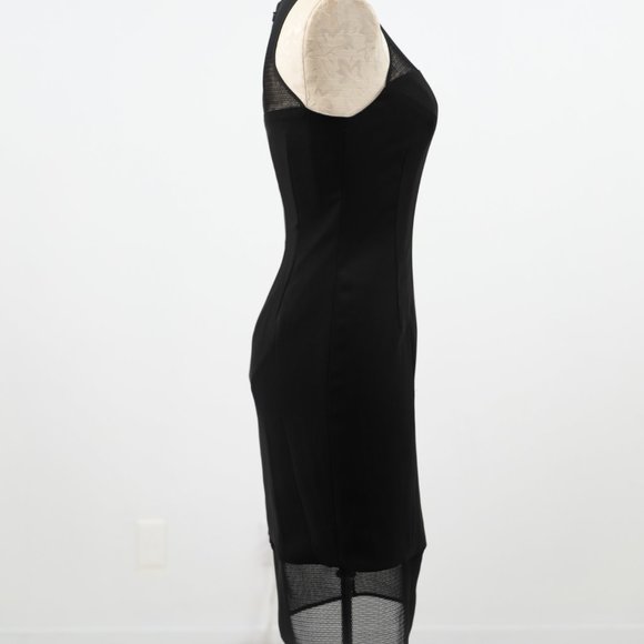 Jay Godfrey S Mesh Cutout Bodycon Midi Dress Black - Picture 3 of 9